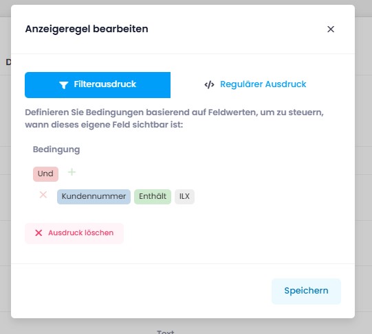 Anzeigeregel für ein eigenes Feld festlegen