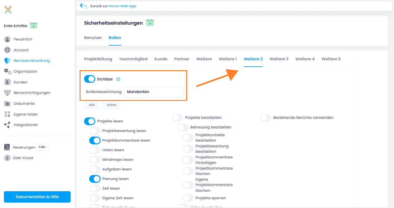 Benutzerdefinierte Projektrollen