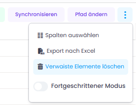 Verwaiste Elemente löschen