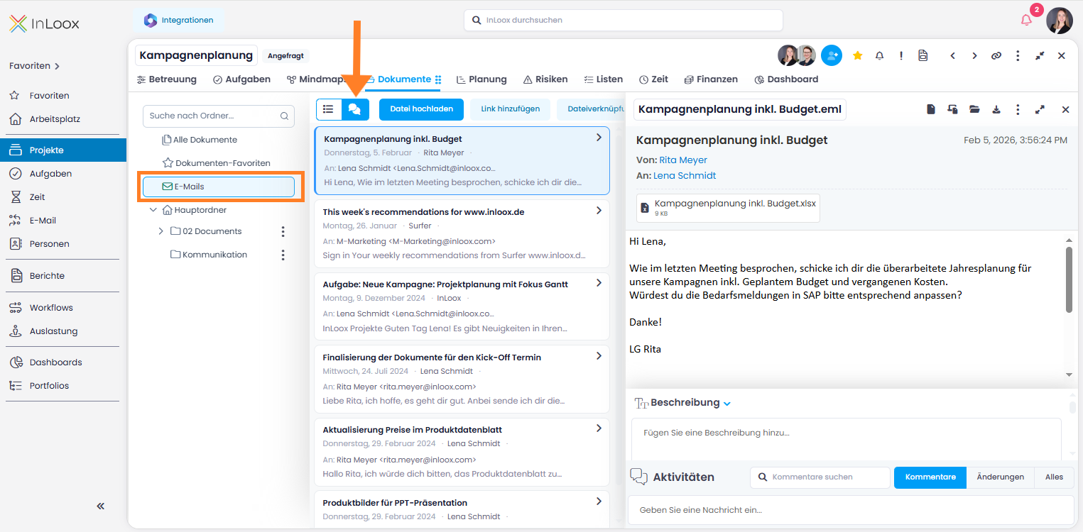 Alle E-Mails in der Konversationsansicht