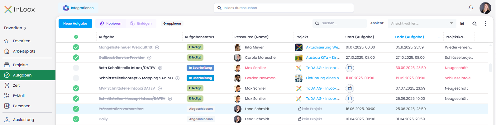 Globale Aufgabenliste