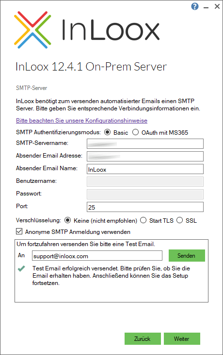 Test-E-Mail-Adresse eingeben