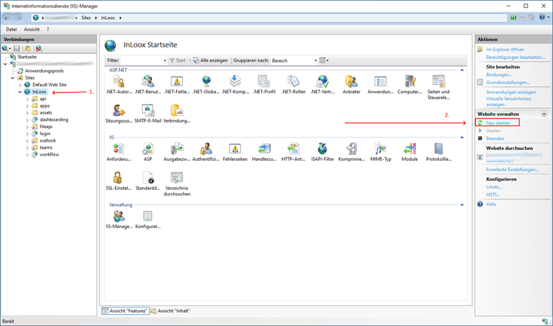 InLoox Site im IIS neu starten