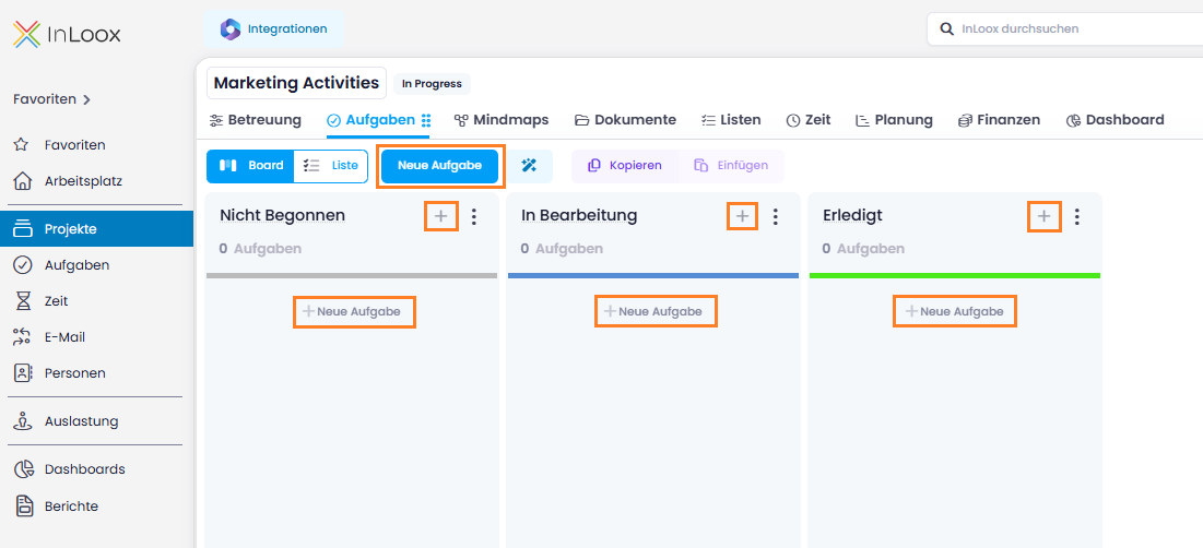 Aufgabe im Kanban-Board erstellen