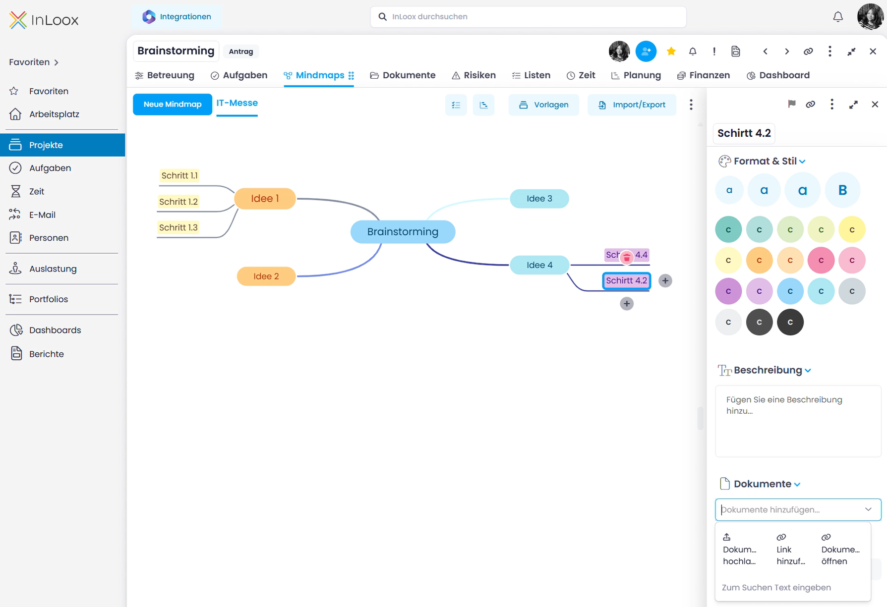 Mindmap — Farben, Beschreibung und Dokumente