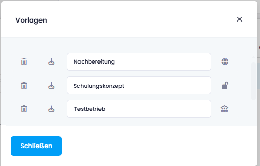 Mindmap-Vorlagen mit Veröffentlichungsstatus