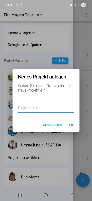 Mobile App: Neues Projekt erstellen