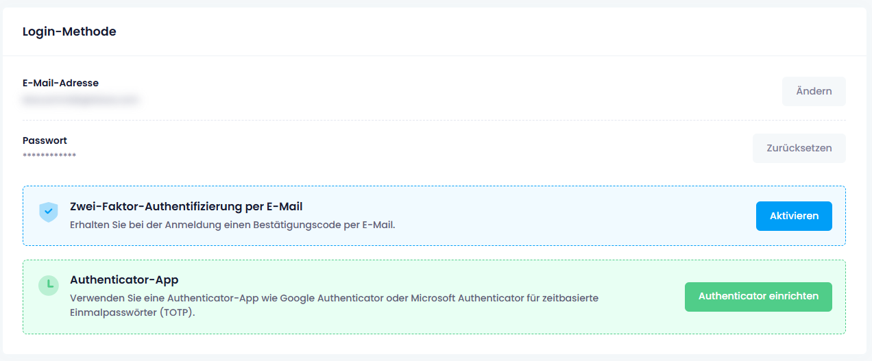 Zwei-Faktor-Authentifizierung in den Profileinstellungen einrichten