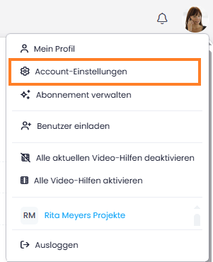 Zugang zu den InLoox Account-Einstellungen