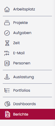 Berichte im InLoox Menü