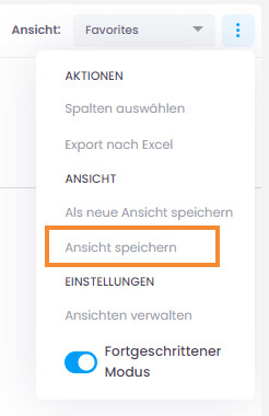 Änderungen an aktueller Ansicht speichern
