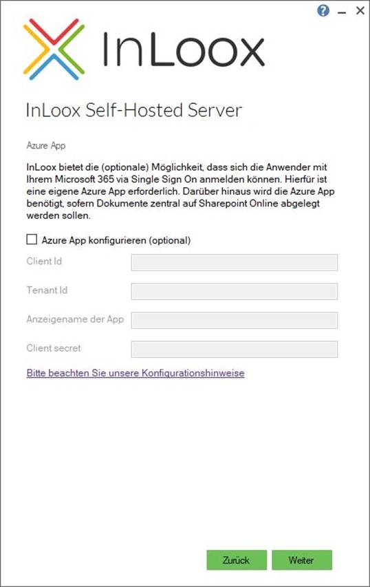 Azure App-Konfiguration für Microsoft 365 SSO