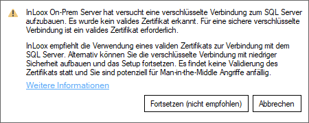 SQL Server-Zertifikatswarnung