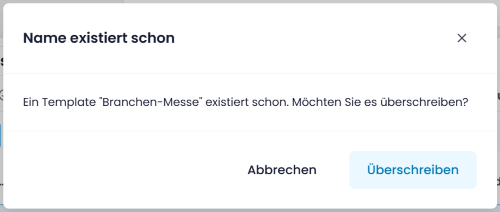 Bestätigungsdialog: Name existiert schon