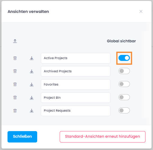Ansicht global sichtbar machen