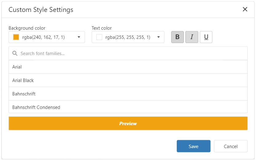 Web Dashboard -  Custom Style Editor
